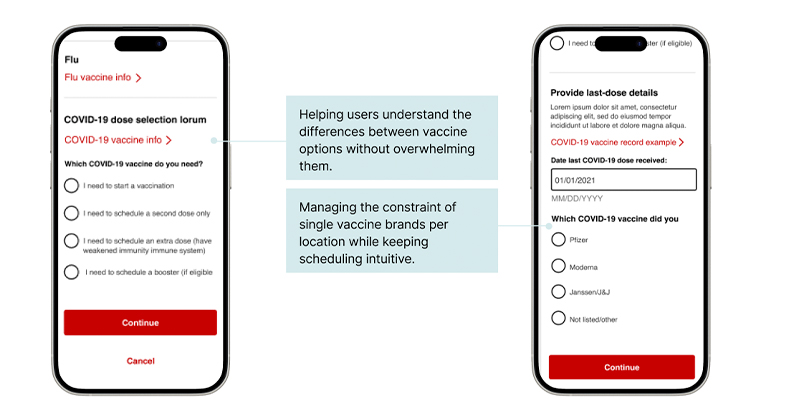 CVS Health scheduling screens 2021-2022